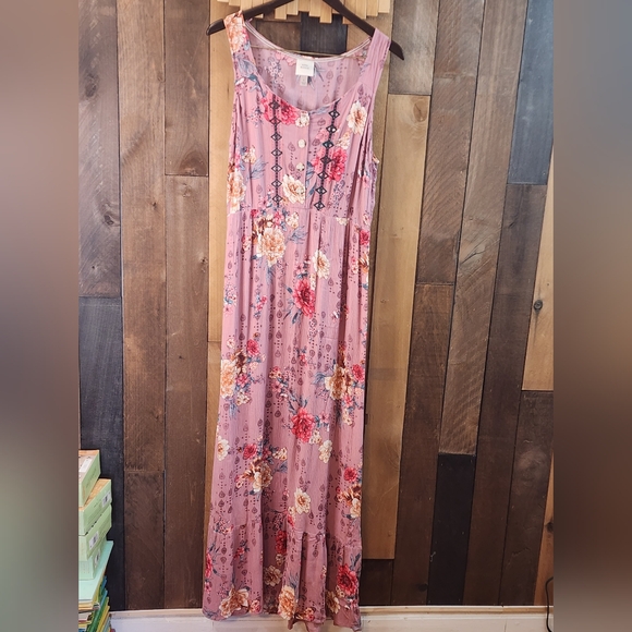 Knox Rose Dresses & Skirts - Knox Rose Floral Pink Maxi Dress SIZE L